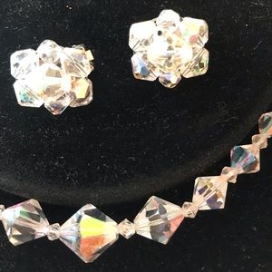 Vintage Arora borealis necklace and earring set. Dazzle up your outfit!